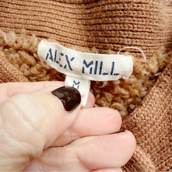 ALEX MILL BINKY CARDIGAN - TERRACOTTA Teddy Cardi Sweater merino wool medium M - Picture 4 of 5